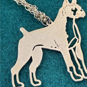 Vintage 24k Gold  finished Brass Boxer Dog Pendant Necklace